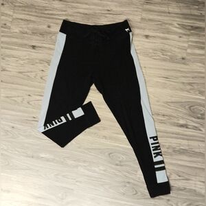 Victoria's Secret PINK Light Blue & Black Yoga Pant Leggings Women's Size Large